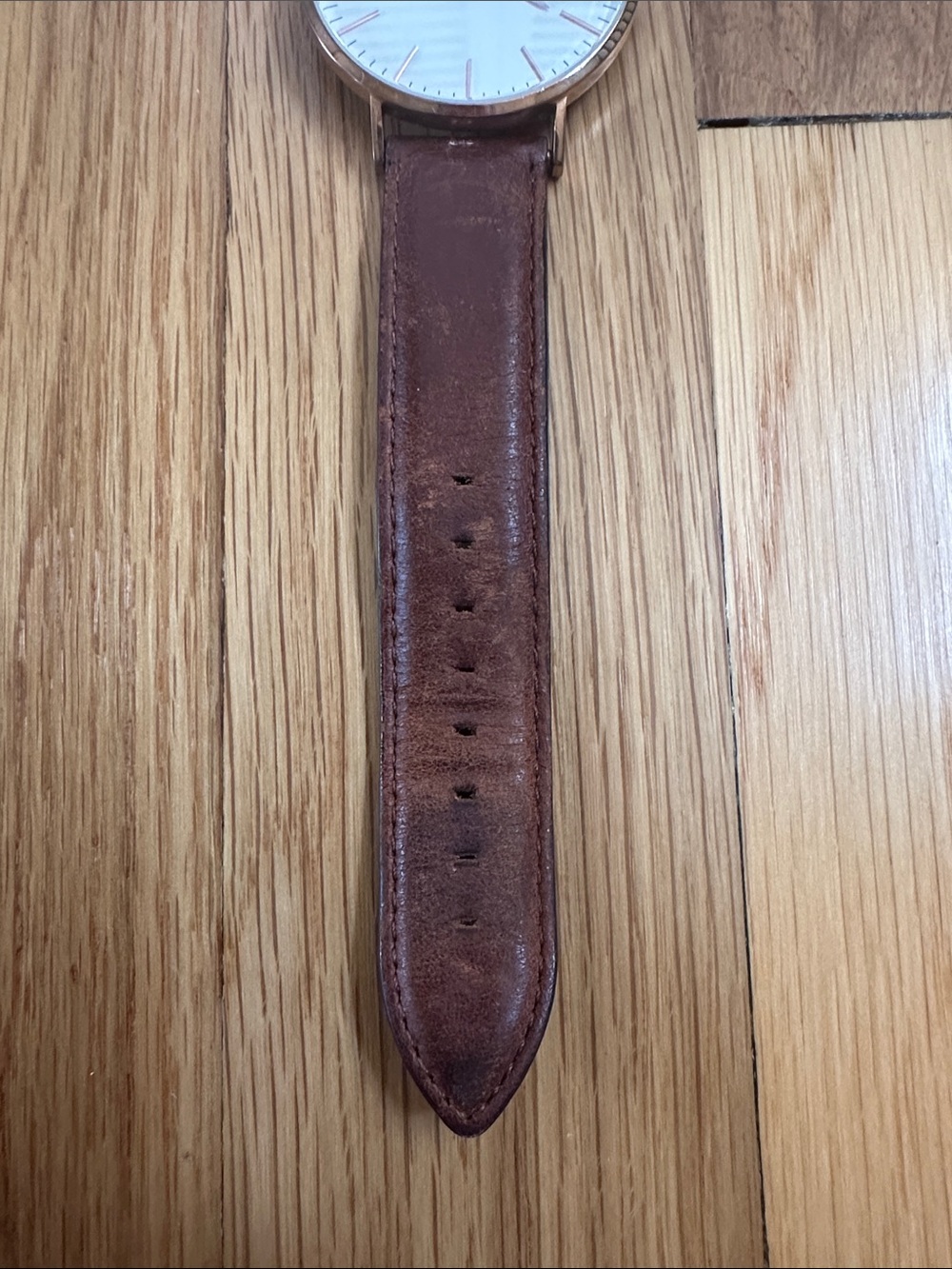 Daniel Wellington White Dial Gold Case Brown Leather Strap Watch - Picture 5 of 5